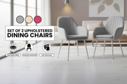 Set of 2 Luxurious Velvet Upholstered Dining Chairs with Metal Legs - thumbnail 6