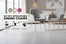 Set of 2 Luxurious Velvet Upholstered Dining Chairs with Metal Legs - thumbnail 2