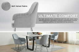 Set of 2 Luxurious Velvet Upholstered Dining Chairs with Metal Legs - thumbnail 3