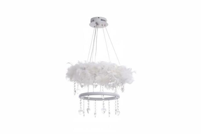 Double-Layer Feather LED Pendant Light with Crystals - image 1
