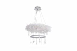 Double-Layer Feather LED Pendant Light with Crystals - thumbnail 1