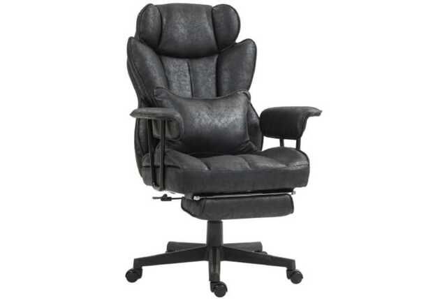 Ergonomic Executive Office Chair - Black Microfibre, Wide Seat, Adjustable Height & Lumbar Support - image 1