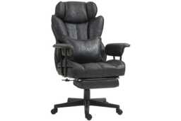 Ergonomic Executive Office Chair - Black Microfibre, Wide Seat, Adjustable Height & Lumbar Support - thumbnail 1