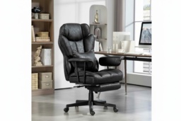 Ergonomic Executive Office Chair - Black Microfibre, Wide Seat, Adjustable Height & Lumbar Support - thumbnail 2