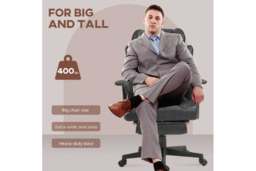 Ergonomic Executive Office Chair - Black Microfibre, Wide Seat, Adjustable Height & Lumbar Support - thumbnail 8