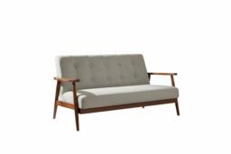Grey Upholstered Wooden Frame Tufted Sofa