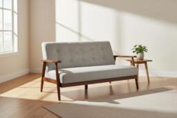 Grey Upholstered Wooden Frame Tufted Sofa - thumbnail 2