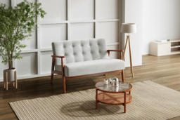 Grey Upholstered Wooden Frame Tufted Sofa - thumbnail 7