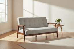 Grey Upholstered Wooden Frame Tufted Sofa - thumbnail 6