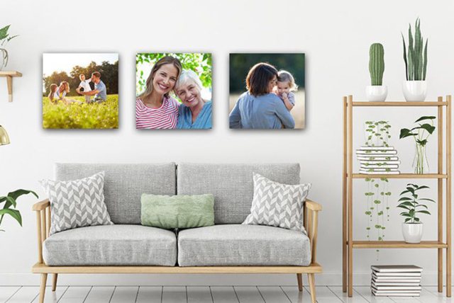 "Set of 3 Personalised 12"" x 12"" Square Canvas Wall Art - Premium Photo Prints, Hand-Stretched, Modern Decor" - image 1