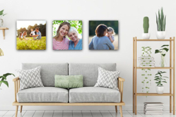 "Set of 3 Personalised 12"" x 12"" Square Canvas Wall Art - Premium Photo Prints, Hand-Stretched, Modern Decor" - thumbnail 2