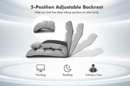 Folding Lazy Floor Chair with Backrest and Pillow - thumbnail 8