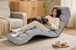 Folding Lazy Floor Chair with Backrest and Pillow - thumbnail 6