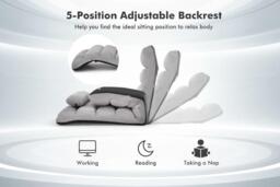 Folding Lazy Floor Chair with Backrest and Pillow - thumbnail 4