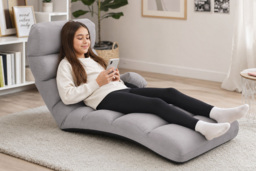 Folding Lazy Floor Chair with Backrest and Pillow - thumbnail 3