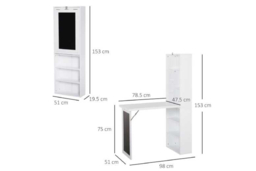 Folding Convertible Desk with Bookshelf - Space-Saving MDF Storage, White Finish, Modern Living Room Furniture - thumbnail 5