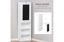 Folding Convertible Desk with Bookshelf - Space-Saving MDF Storage, White Finish, Modern Living Room Furniture - thumbnail 7