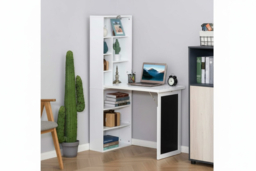 Folding Convertible Desk with Bookshelf - Space-Saving MDF Storage, White Finish, Modern Living Room Furniture - thumbnail 6