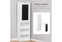 Folding Convertible Desk with Bookshelf - Space-Saving MDF Storage, White Finish, Modern Living Room Furniture - thumbnail 3
