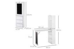 Folding Convertible Desk with Bookshelf - Space-Saving MDF Storage, White Finish, Modern Living Room Furniture - thumbnail 1