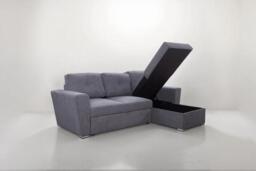 Modern Linen 3-Seater Corner Sofa Bed with Reversible Storage Ottoman & Wireless Charging - thumbnail 4