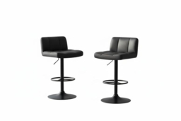 Contemporary 2-Piece Black Faux Leather Adjustable Bar Stool Set - thumbnail 5