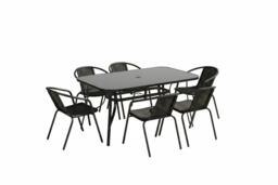 Spacious Outdoor Glass Table with Six All-Weather Rattan Chairs - thumbnail 2