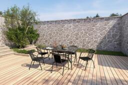 Spacious Outdoor Glass Table with Six All-Weather Rattan Chairs - thumbnail 4
