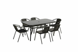Spacious Outdoor Glass Table with Six All-Weather Rattan Chairs - thumbnail 6