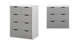 Modern White & Grey Chest of Drawers - 3 or 5-Drawer Bedroom Storage, Contemporary Slim Design - thumbnail 7