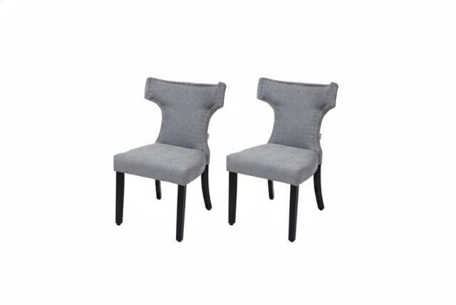Set of 2 Upholstered Dining Chairs - Grey or Blue - image 1