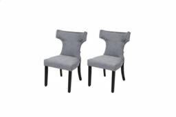 Set of 2 Upholstered Dining Chairs - Grey or Blue - thumbnail 1