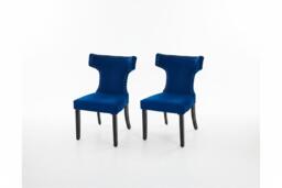 Set of 2 Upholstered Dining Chairs - Grey or Blue - thumbnail 3