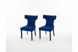 Set of 2 Upholstered Dining Chairs - Grey or Blue - thumbnail 7
