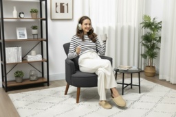 Black Corduroy Retro Accent Chair - High-Back Snuggle Armchair, Wooden Frame, Vintage Style - thumbnail 2
