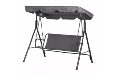 Grey 3-Seater Garden Swing Chair with Cushions and Adjustable Canopy - thumbnail 3