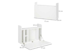 Wall Mounted Drop Leaf Laptop Table, White, Space-Saving Storage Desk - Contemporary Living Room Furniture, Sturdy Particle Board, Modern Style - thumbnail 5