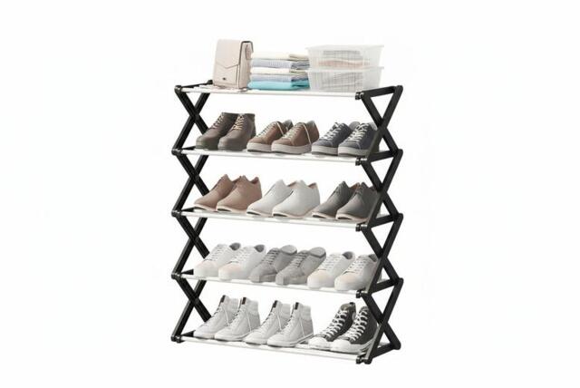 Foldable Multi-Tier Metal Shoe Rack with 5 Spacious Shelves - image 1