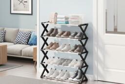 Foldable Multi-Tier Metal Shoe Rack with 5 Spacious Shelves - thumbnail 3