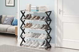 Foldable Multi-Tier Metal Shoe Rack with 5 Spacious Shelves - thumbnail 2