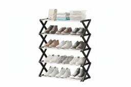 Foldable Multi-Tier Metal Shoe Rack with 5 Spacious Shelves - thumbnail 1