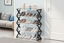 Foldable Multi-Tier Metal Shoe Rack with 5 Spacious Shelves - thumbnail 6