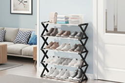 Foldable Multi-Tier Metal Shoe Rack with 5 Spacious Shelves - thumbnail 7