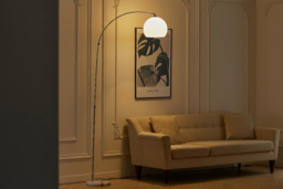 Modern Arched Floor Lamp with Marble Base - Dome Lampshade & E27 Bulb Compatible - thumbnail 8