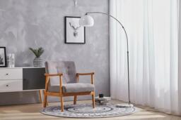 Modern Arched Floor Lamp with Marble Base - Dome Lampshade & E27 Bulb Compatible - thumbnail 2