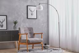 Modern Arched Floor Lamp with Marble Base - Dome Lampshade & E27 Bulb Compatible - thumbnail 3