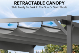 PRICE DROP! Pergola Gazebo with Retractable Sun Shade Canopy - 8x8ft - thumbnail 4