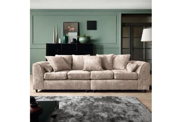 Harriet Chanel Fabric 4 Seater Sofa - Modern Handmade Beige Corner Sofa, 3 Colours - image 1