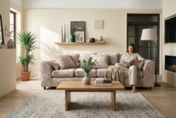 Harriet Chanel Fabric 4 Seater Sofa - Modern Handmade Beige Corner Sofa, 3 Colours - thumbnail 2