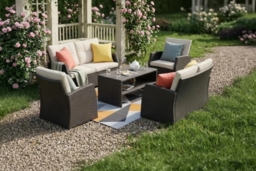 6 Seater Rattan Outdoor Sofa Set with Coffee Table - thumbnail 2